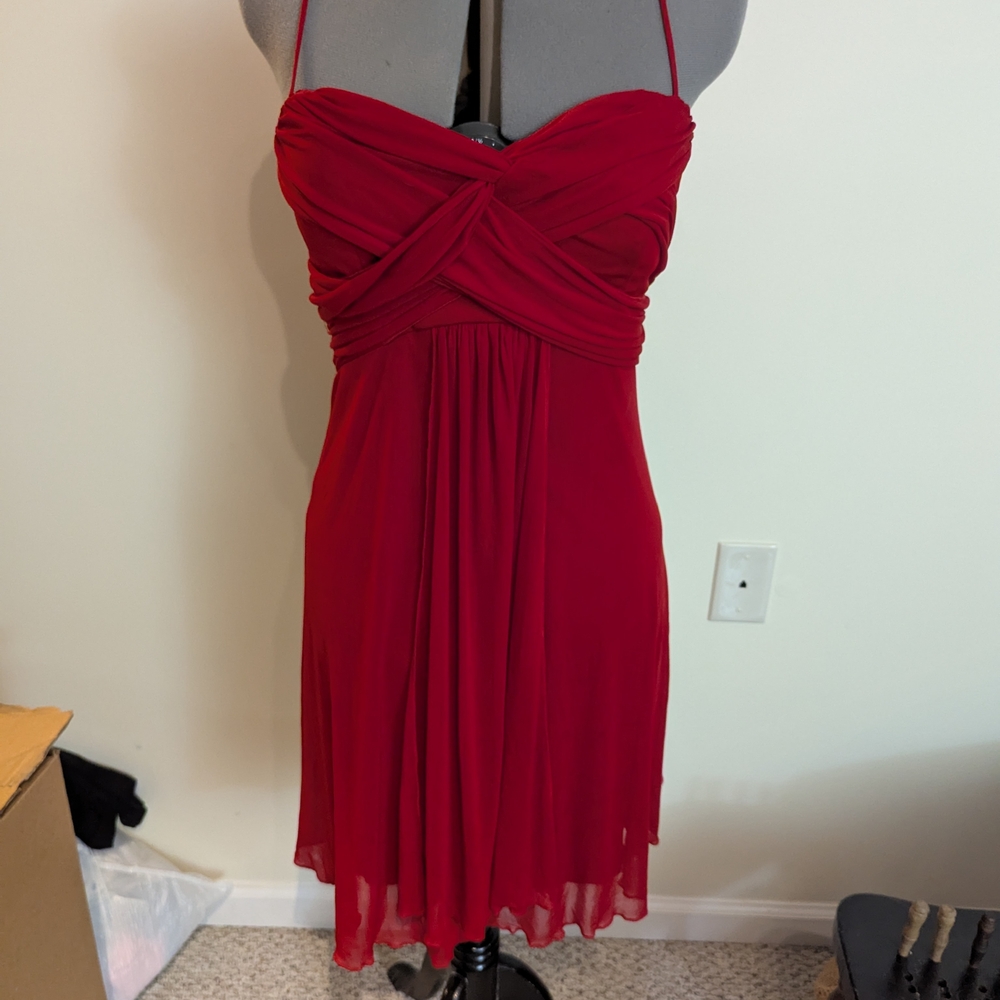 B. Smart Red Babydoll Dress Sweetheart Neckline